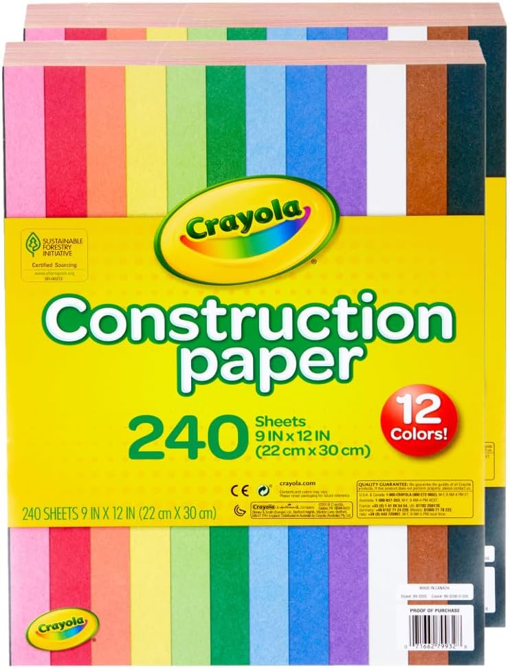 Crayola Construction Paper Bulk Pack (480 Sheets) – 10 Assorted Colors. 9x12. Teacher School Supplies & Classroom Must Haves. Card Making Craft Supplies. Art Paper - Image 3