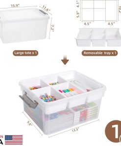 Alternative view of Citylife 17 QT Plastic Storage Box with Removable Tray Craft Organizers and Storage Clear Storage Container for Organizing Bead. Tool. Sewing. Playdoh. Coloring Books. Markers