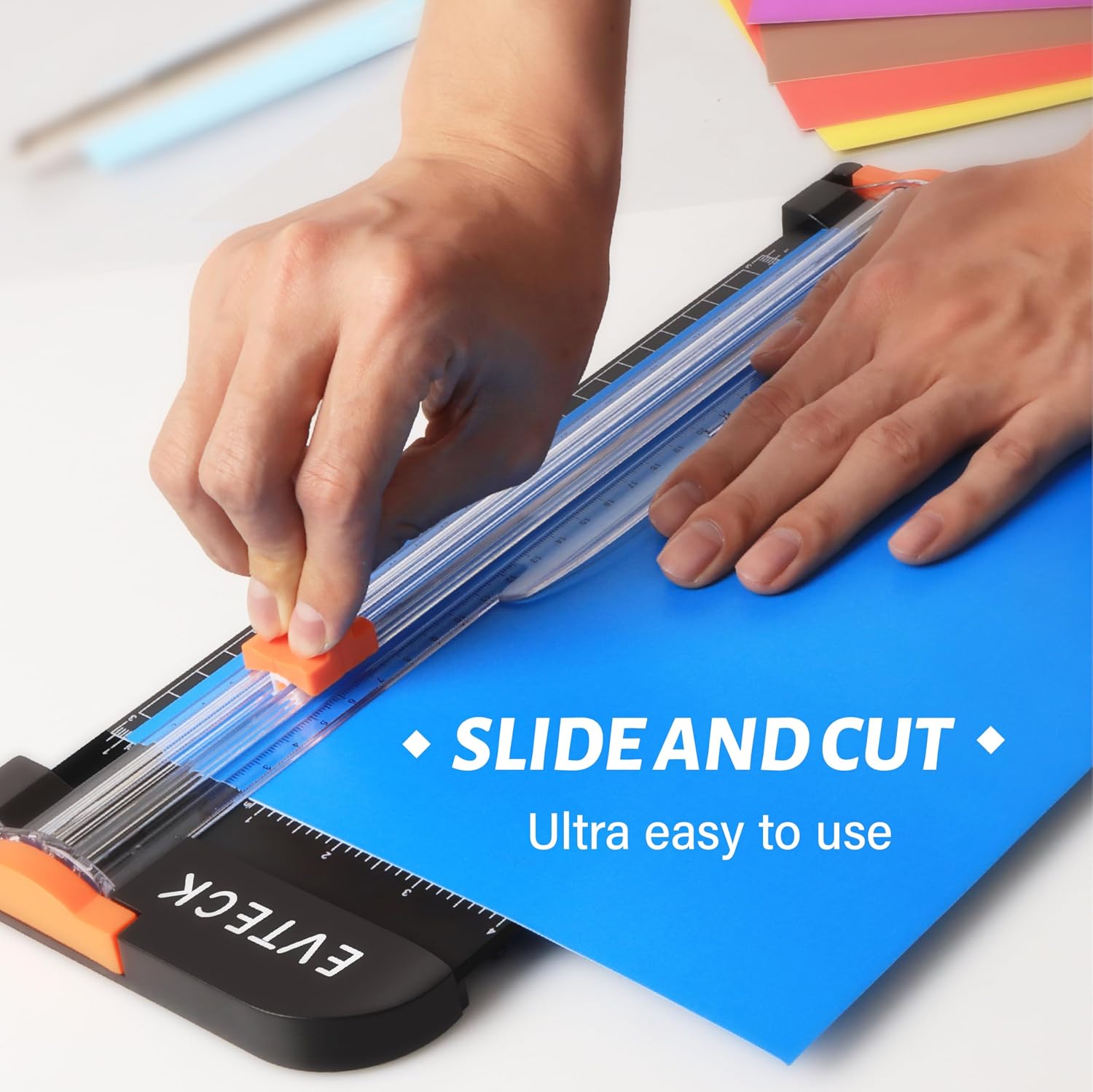Evteck A4 Paper Cutter Slider Trimmer for Cardstock Photo Vinyl | 12 Inch. with Security Blade and Foldable Ruler. for Crafting Scrapbooking - Image 2