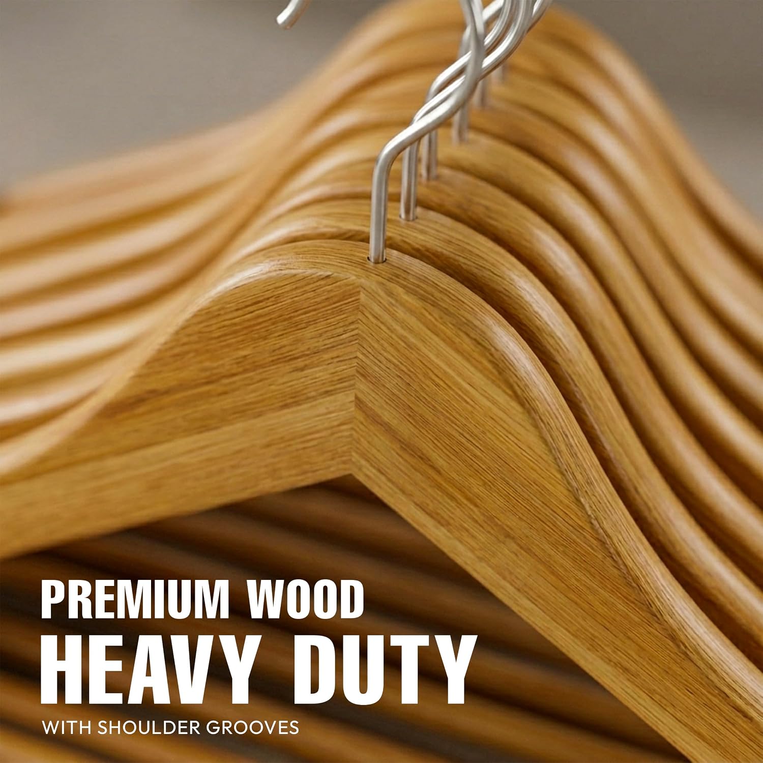 Utopia Home Premium Wooden Hangers 30 Pack - Durable & Slim Coat Hanger - Suit Hangers with 360-Degree Rotatable Hook - Wood Hangers with Shoulder Grooves (Natural) - Image 3